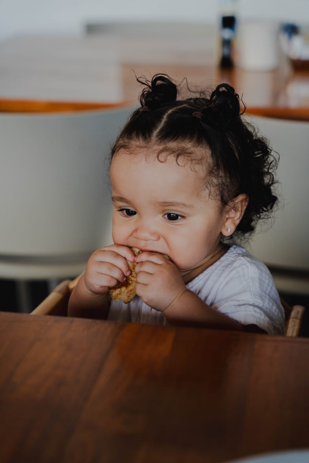 Little one enjoying a pancake