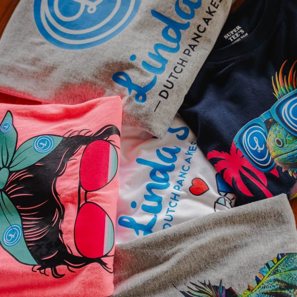 Linda's Dutch Pancakes branded t-shirts